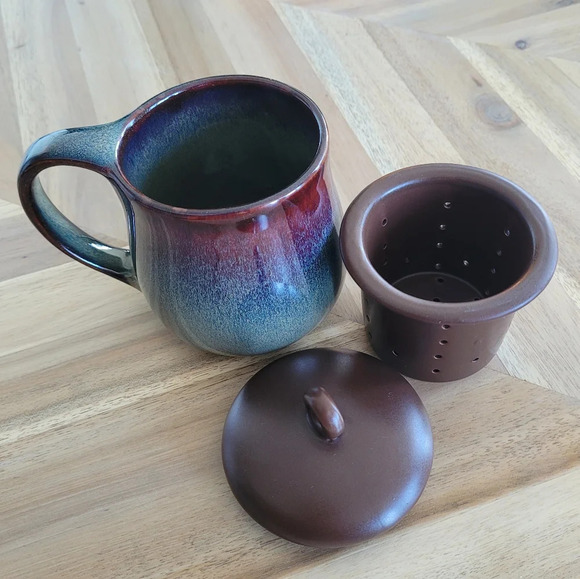 Danesco cha'tea collection ceramic tea  strainer cup with lid - Picture 1 of 7